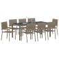 Preview: 9-teiliges Garten Essset Grau Poly Rattan, Stapelbare Gartenstühle mit Polstern 2 Stück Grau Poly Rattan