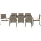 Preview: 9-teiliges Garten Essset Grau Poly Rattan, Stapelbare Gartenstühle mit Polstern 2 Stück Grau Poly Rattan