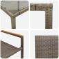 Preview: 9-teiliges Garten Essset Grau Poly Rattan, Stapelbare Gartenstühle mit Polstern 2 Stück Grau Poly Rattan