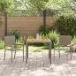 Preview: 3-teilige Garten Essgruppe Graues Poly Rattan, Stapelbare Gartenstühle mit Kissen 2 Stück Graues Poly Rattan