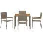 Preview: 5-teiliges Garten Esszimmer Set Grau Poly Rattan, Stapelbare Gartenstühle mit Kissen 2 Stück Grau Poly Rattan