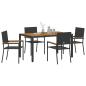 Preview: 5-teiliges Garten Essset Schwarzes Poly-Rattan, Stapelbare Gartenstühle mit Kissen - 2-teiliges Set in Schwarz Poly-Rattan