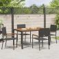Preview: 5-teiliges Garten Essset Schwarzes Poly-Rattan, Stapelbare Gartenstühle mit Kissen - 2-teiliges Set in Schwarz Poly-Rattan