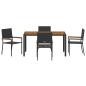 Preview: 5-teiliges Garten Essset Schwarzes Poly-Rattan, Stapelbare Gartenstühle mit Kissen - 2-teiliges Set in Schwarz Poly-Rattan