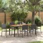Preview: ARDEBO.de - 7-teilige Garten Essgruppe Schwarz Poly-Rattan, Stapelbare Gartenstühle mit Kissen - 2-teiliges Set in Schwarz Poly-Rattan