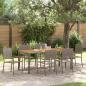 Preview: ARDEBO.de - 7-teiliges Garten Esszimmer Set Grau Poly Rattan, stapelbare Gartenstühle mit Kissen 2 Stück Grau Poly Rattan