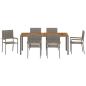 Preview: 7-teiliges Garten Esszimmer Set Grau Poly Rattan, stapelbare Gartenstühle mit Kissen 2 Stück Grau Poly Rattan