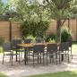 Preview: ARDEBO.de - 9-teiliges Garten-Esstisch-Set Schwarz Poly-Rattan, Stapelgartenstühle mit Kissen - 2-teiliges Set in Schwarz Poly-Rattan