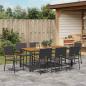 Preview: 9-teiliges Garten-Esstisch-Set Schwarz Poly-Rattan, Stapelgartenstühle mit Kissen - 2-teiliges Set in Schwarz Poly-Rattan