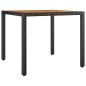 Preview: 3-teiliges Garten Essset Schwarz Poly Rattan Akazie, Stapelbare Gartenstühle mit Kissen 2 Stück Schwarz Poly Rattan