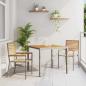 Preview: ARDEBO.de - 3-teiliges Garten Esstischset Grau Poly-Rattan Akazie, Stapelbare Gartenstühle mit Kissen 2 Stück Grau Poly-Rattan