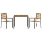 Preview: 3-teiliges Garten Esstischset Grau Poly-Rattan Akazie, Stapelbare Gartenstühle mit Kissen 2 Stück Grau Poly-Rattan
