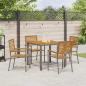 Preview: 5-teiliges Garten Essset Graues Poly Rattan Akazie, Stapelbare Gartenstühle mit Kissen 2 Stück Graues Poly Rattan