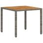 Preview: 5-teiliges Garten Essset Graues Poly Rattan Akazie, Stapelbare Gartenstühle mit Kissen 2 Stück Graues Poly Rattan