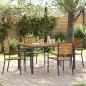 Preview: ARDEBO.de - 5-teiliges Garten Esstisch Set Schwarz Poly Rattan Akazie, Stapelbare Gartenstühle mit Kissen 2 Stück Schwarz Poly Rattan