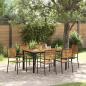 Preview: ARDEBO.de - 7-teilige Garten Essgruppe schwarz Poly Rattan Akazie, Stapelbare Gartenstühle mit Kissen 2 Stück schwarz Poly Rattan