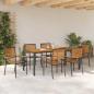 Preview: 7 Teile Garten Essset Schwarz Poly Rattan Akazie, Stapelbare Gartenstühle mit Kissen 2 Stück Schwarz Poly Rattan