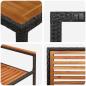 Preview: 9-teiliges Garten Esszimmer Set Schwarzes Poly-Rattan Akazie, Stapelbare Gartenstühle mit Kissen 2 Stück Schwarz Poly-Rattan