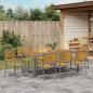 Preview: 9 teiliges Garten Essgruppe Grau Poly Rattan Akazie, Stapelbare Gartenstühle mit Kissen 2 Stück Grau Poly Rattan