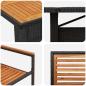 Preview: 9-teiliges Garten Esstisch Set Schwarz Poly Rattan Akazie, Stapelbare Gartenstühle mit Kissen 2 Stück Schwarz Poly Rattan