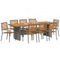 Preview: Garten Essgruppe 9 stk. Grau und Braun Poly-Rattan