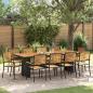Preview: ARDEBO.de - 11-teilige Garten Essgruppe Schwarz Poly-Rattan Akazie, Stapelbare Gartenstühle mit Kissen 2 Stück Schwarz Poly-Rattan