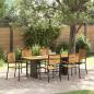 Preview: ARDEBO.de - 7-teiliges Garten Esszimmer Set Schwarz Poly Rattan Akazie, Stapelbare Gartensessel mit Kissen 2 Stück Schwarz Poly Rattan