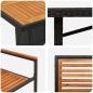 Preview: 7-teiliges Garten Esszimmer Set Schwarz Poly Rattan Akazie, Stapelbare Gartensessel mit Kissen 2 Stück Schwarz Poly Rattan