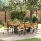 Preview: ARDEBO.de - 9-teiliges Garten Essset Schwarz Poly Rattan Akazie, Stapelbare Gartenstühle mit Polstern 2 Stück Schwarz Poly Rattan