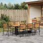 Preview: 9-teiliges Garten Essset Schwarz Poly Rattan Akazie, Stapelbare Gartenstühle mit Polstern 2 Stück Schwarz Poly Rattan