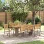 Preview: ARDEBO.de - 9-teilige Garten Essgruppe Graues Poly-Rattan Akazie, Stapelbare Gartenstühle mit Kissen 2 Stück Grau Poly-Rattan