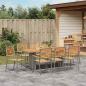 Preview: 9-teilige Garten Essgruppe Graues Poly-Rattan Akazie, Stapelbare Gartenstühle mit Kissen 2 Stück Grau Poly-Rattan