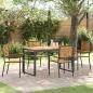 Preview: ARDEBO.de - 5-teiliges Garten Essset Schwarz Poly Rattan Akazie, Stapelbare Gartenstühle mit Kissen 2 Stück Schwarz Poly Rattan