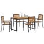 Preview: 5-teiliges Garten Essset Schwarz Poly Rattan Akazie, Stapelbare Gartenstühle mit Kissen 2 Stück Schwarz Poly Rattan