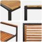 Preview: 5-teiliges Garten Essset Schwarz Poly Rattan Akazie, Stapelbare Gartenstühle mit Kissen 2 Stück Schwarz Poly Rattan