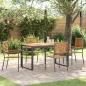 Preview: ARDEBO.de - 5-teiliges Garten Esstischset Grau Poly Rattan Akazie, Stapelbare Gartenstühle mit Kissen 2 Stk Grau Poly Rattan