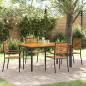 Preview: ARDEBO.de - 5-teiliges Garten-Ess-Set Schwarz Poly Rattan Akazie, Stapelbare Gartenstühle mit Kissen 2 Stück Schwarz Poly Rattan, Gartentisch 150x90x75 cm aus massiver Akazie und Metall