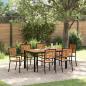 Preview: ARDEBO.de - 7-teiliges Garten Essset Schwarz Poly Rattan Akazie, Stapelbare Gartenstühle mit Kissen 2 Stück Schwarz Poly Rattan, Gartentisch 150x90x75 cm aus massivem Akazienholz und Metall