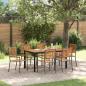 Preview: ARDEBO.de - 7-teiliges Garten Essgruppen Set Grau Polyrattan Akazie, Stapelbare Gartenstühle mit Kissen 2 Stück Grau Polyrattan, Gartentisch 150x90x75 cm aus massivem Akazienholz und Metall