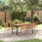 Preview: ARDEBO.de - 7-teiliges Garten Essset Beige Poly Rattan Akazie, stapelbare Sessel mit Kissen - Set von 2 in Beige Poly Rattan, Gartentisch 150x90x75 cm aus massivem Akazienholz und Metall