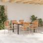 Preview: 7-teiliges Garten Essset Beige Poly Rattan Akazie, stapelbare Sessel mit Kissen - Set von 2 in Beige Poly Rattan, Gartentisch 150x90x75 cm aus massivem Akazienholz und Metall