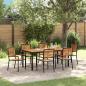 Preview: ARDEBO.de - 7-teiliges Garten Esszimmer Set Schwarz Poly Rattan Akazie, Stapelbare Gartenstühle mit Kissen 2 Stück Schwarz Poly Rattan, Gartentisch 180x90x75 cm Aus massivem Akazienholz und Metall