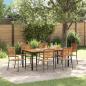 Preview: ARDEBO.de - 7-teilige Garten-Essgruppe Grau Poly-Rattan Akazie, Stapelbare Gartenstühle mit Kissen 2 Stk Grau Poly-Rattan, Gartentisch 180x90x75 cm aus massiver Akazie und Metall