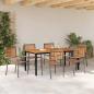 Preview: 7-teilige Garten-Essgruppe Grau Poly-Rattan Akazie, Stapelbare Gartenstühle mit Kissen 2 Stk Grau Poly-Rattan, Gartentisch 180x90x75 cm aus massiver Akazie und Metall