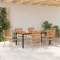 Preview: 7-teilige Garten Essgruppe Beige Poly Rattan Akazie, Stapelbare Gartenstühle mit Kissen - Set von 2 in Beige Poly Rattan, Gartentisch 180x90x75 cm Massiv Akazienholz und Metall