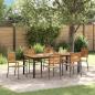 Preview: ARDEBO.de - 7-teiliges Garten Esszimmer Set Grau Poly Rattan Akazie, Stapelbare Gartenstühle mit Kissen 2 Stück Grau Poly Rattan, Gartentisch 200x90x75 cm aus massivem Akazienholz und Metall