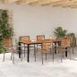 Preview: 7-teiliges Garten Esszimmer Set Grau Poly Rattan Akazie, Stapelbare Gartenstühle mit Kissen 2 Stück Grau Poly Rattan, Gartentisch 200x90x75 cm aus massivem Akazienholz und Metall