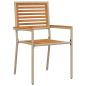 Preview: 7-teiliges Garten Esszimmer Set Beige Poly Rattan Akazie, Stapelbare Gartenstühle mit Kissen - Set von 2 in Beige Poly Rattan, Gartentisch 200x90x75 cm aus massivem Akazienholz und Metall