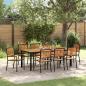 Preview: ARDEBO.de - 9-teiliges Garten Essset Schwarz Poly Rattan Akazie, stapelbare Gartenstühle mit Kissen 2 Stück Schwarz Poly Rattan, Gartentisch 200x90x75 cm aus massivem Akazienholz und Metall