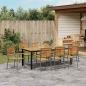 Preview: 9-teiliges Garten-Essgruppe Grau Poly Rattan Akazie, Stapelbare Gartenstühle mit Kissen 2 Stück Grau Poly Rattan, Gartentisch 200x90x75 cm aus massivem Akazienholz und Metall